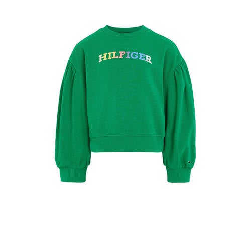 Tommy Hilfiger sweater met tekst groen Tekst