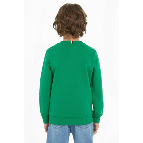 Tommy Hilfiger sweater met logo groen Logo 104 | Sweater van