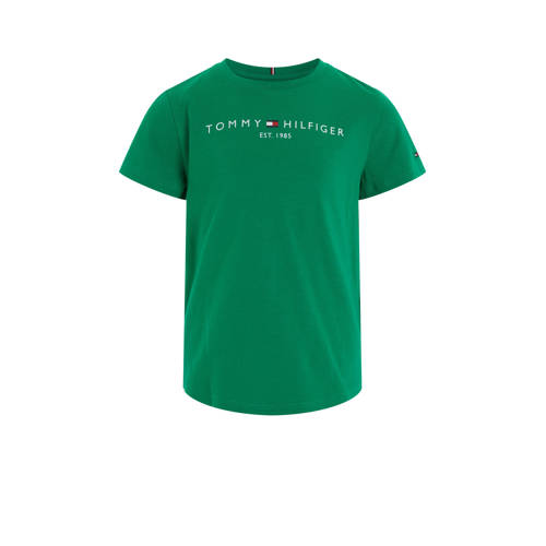 Tommy Hilfiger T-shirt met logo groen Meisjes Katoen Ronde hals Logo