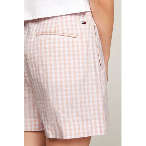 Tommy Hilfiger geruite bermuda lichtroze wit Korte broek Meisjes Katoen 128