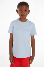 thumbnail: Blauwe jongens Tommy Hilfiger T-shirt van katoen met logo dessin, korte mouwen en ronde hals