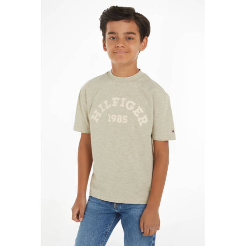 Tommy Hilfiger T-shirt met printopdruk olijfgroen Jongens Katoen Ronde hals 92