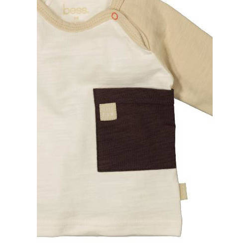 BESS baby longsleeve beige ecru zwart Jongens Katoen Ronde hals Meerkleurig 50