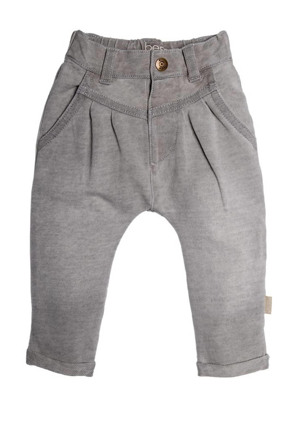 Grijze meisjes BESS baby regular fit jeans van denim met elastische tailleband en effen