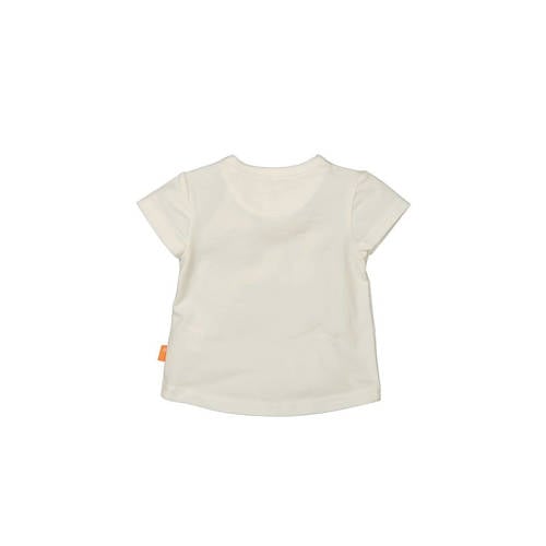 BESS baby T-shirt met tekst wit oranje Meisjes Katoen Ronde hals Tekst 86