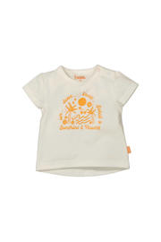 thumbnail: Wit en oranje meisjes BESS baby T-shirt van katoen met tekst print, korte mouwen, ronde hals en drukknoopsluiting
