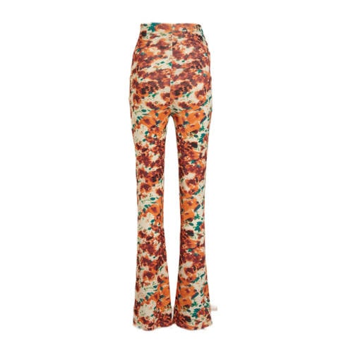 love2wait high waist flared broek met all over print oranje brique groen Dames Viscose XS