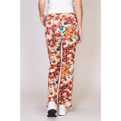 love2wait high waist flared broek met all over print oranje brique groen Dames Viscose XS