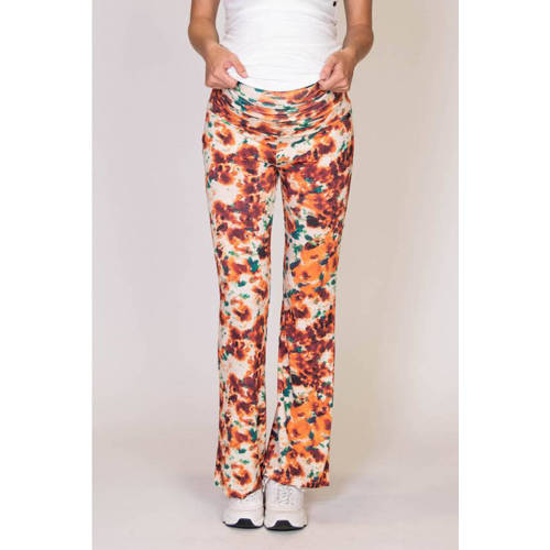 love2wait high waist flared broek met all over print oranje brique groen Dames Viscose XS