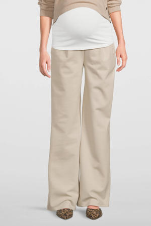 low waist wide leg broek beige