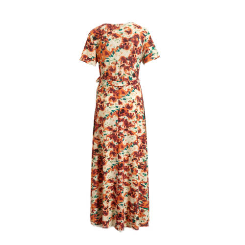 love2wait zwangerschaps- en voedingsjurk met all over print oranje brique groen Dames Viscose V-hals XS