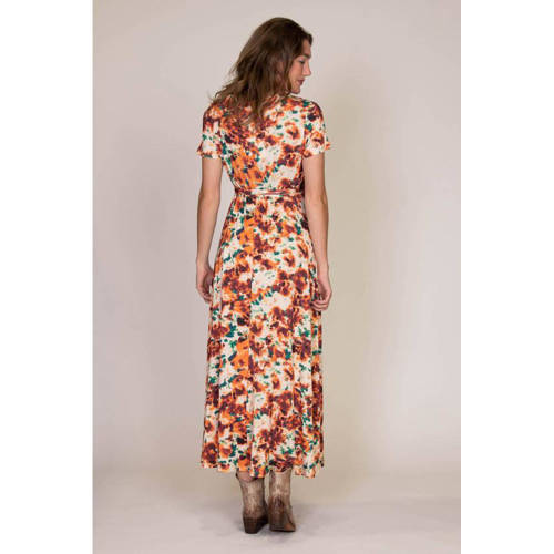 love2wait zwangerschaps- en voedingsjurk met all over print oranje brique groen Dames Viscose V-hals XS