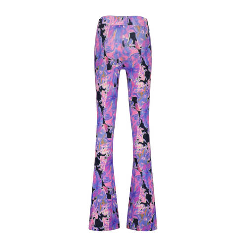 VINGINO flared broek Safien met all over print paars roze zwart Meisjes Viscose 128