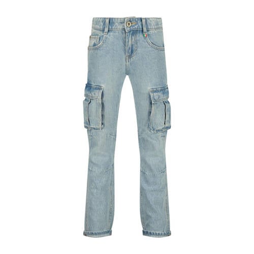 Vingino straight fit jeans Peppe light indigo Blauw Jongens Katoen Effen