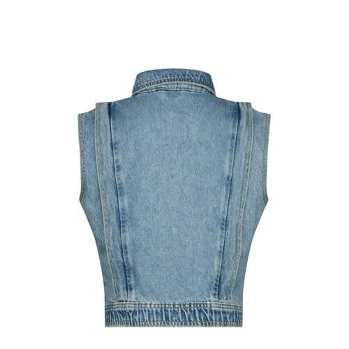 VINGINO gilet Taira light vintage Blauw Meisjes Denim Klassieke kraag Effen 128