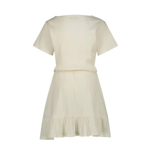 VINGINO jurk Presila offwhite Wit Meisjes Katoen V-hals Effen 152