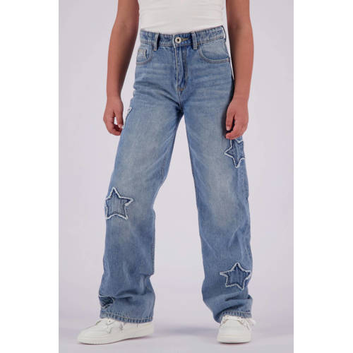 VINGINO wide leg jeans Cato light vintage Blauw Meisjes Katoen Effen 146