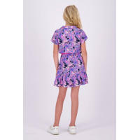 thumbnail: Vingino jurk Penelop met bloemenprint en volant paars/donkerblauw