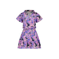 thumbnail: Vingino jurk Penelop met bloemenprint en volant paars/donkerblauw
