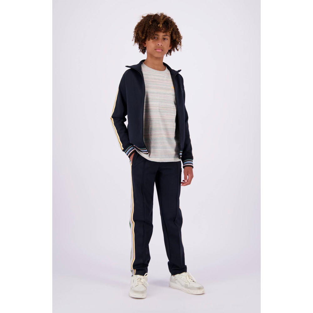 Zwart en zandkleurige jongens Vingino regular fit joggingbroek Sowin van polyester met effen