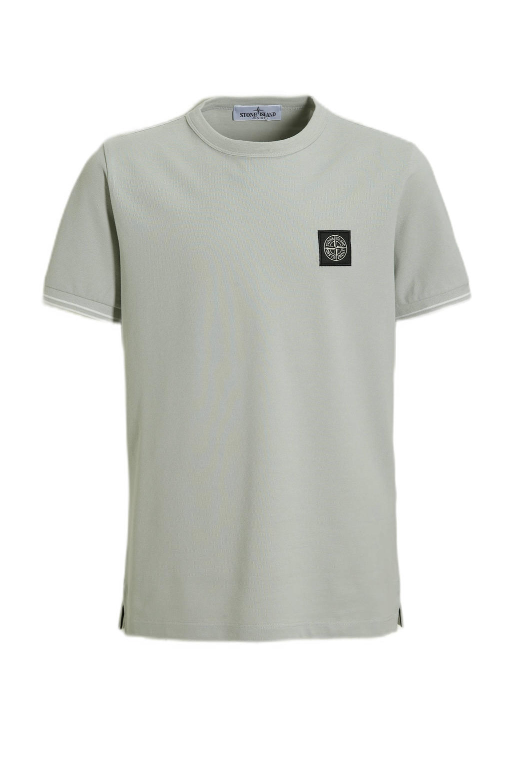 Grijze jongens Stone Island T-shirt van stretchkatoen met effen, korte mouwen en ronde hals