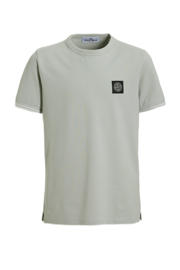thumbnail: Grijze jongens Stone Island T-shirt van stretchkatoen met effen, korte mouwen en ronde hals