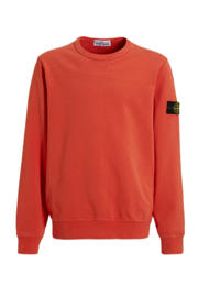 thumbnail: Rode jongens Stone Island trui van katoen met effen, lange mouwen en ronde hals