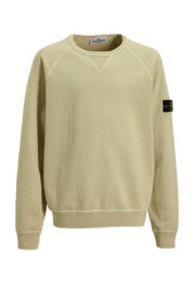 thumbnail: Beige jongens Stone Island sweater met effen, lange mouwen en ronde hals