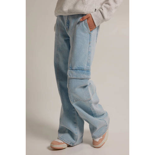America Today wide leg jeans Fresno JR medium used Blauw Meisjes Denim 134 140