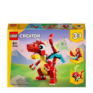 3-in-1 Rode draak Speelgoed Dieren Figuren Set met Vis en Feniks 31145 
