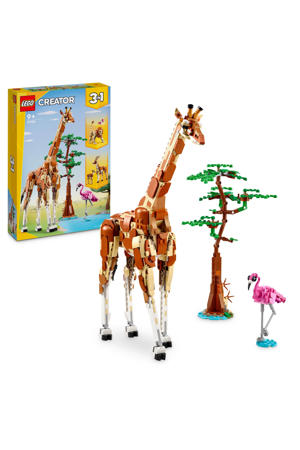 3-in-1 Safaridieren Speelgoed Set met Giraffe, Gazelles en Leeuw 31150