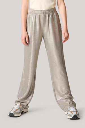 wide leg broek met glitters zilver
