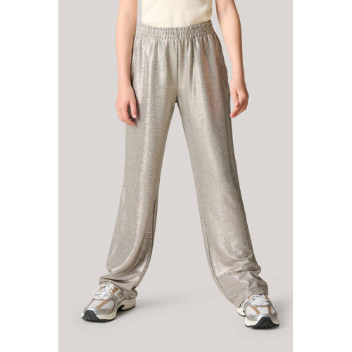 Shoeby loose fit broek met glitters goud Zilver Meisjes Polyester Effen 98 104