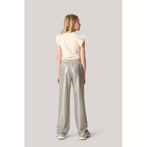 Shoeby loose fit broek met glitters goud Zilver Meisjes Polyester Effen 98 104
