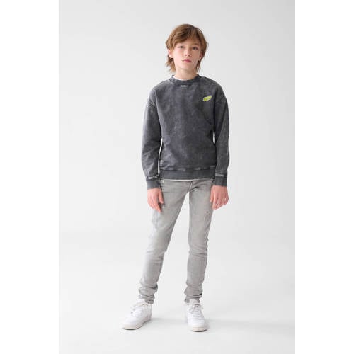 Shoeby tapered fit jeans grey denim Grijs Jongens Stretchdenim Effen 104