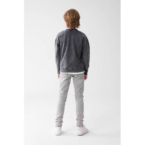Shoeby tapered fit jeans grey denim Grijs Jongens Stretchdenim Effen 104