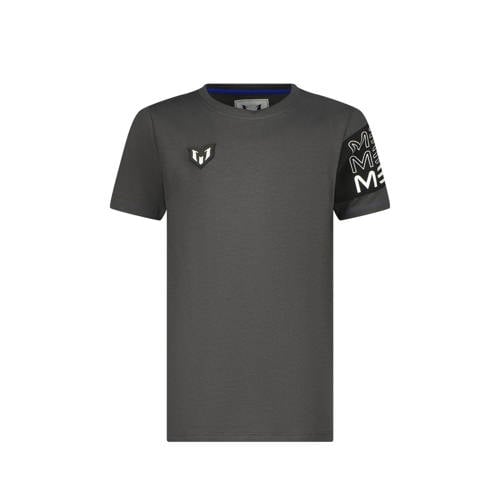 Vingino x Messi T-shirt Jumal met logo donkergrijs Jongens/Meisjes Stretchkatoen Ronde hals