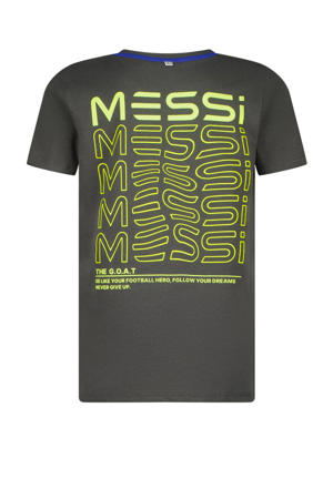 T-shirt Jacko met backprint donkergrijs/geel
