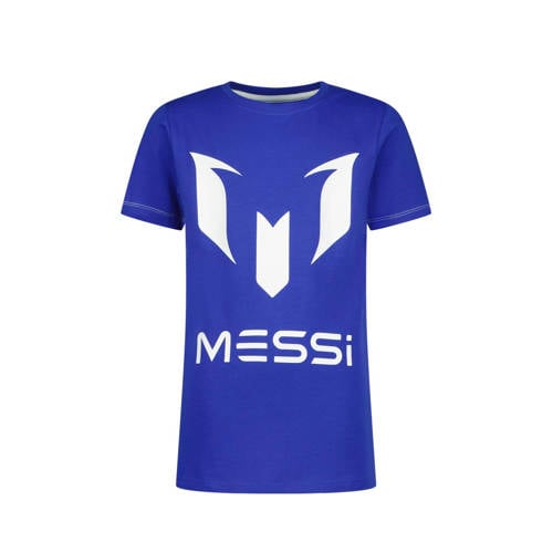 Vingino x Messi T-shirt met logo hardblauw/wit Jongens Stretchkatoen Ronde hals - 104