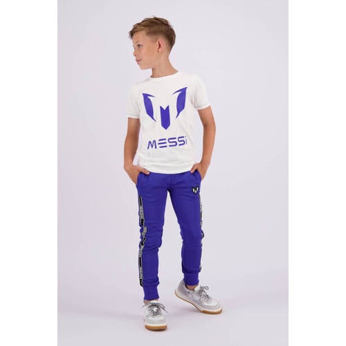 VINGINO x Messi T-shirt met printopdruk wit hardblauw Jongens Stretchkatoen Ronde hals 104