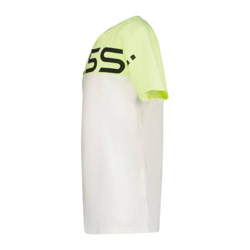 VINGINO x Messi T-shirt Jint met logo wit geel Jongens Stretchkatoen Ronde hals 104
