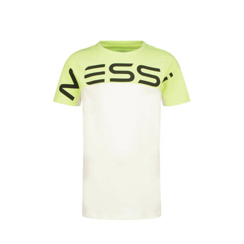 Vingino x Messi T-shirt Jint met logo wit/geel Jongens Stretchkatoen Ronde hals - 104