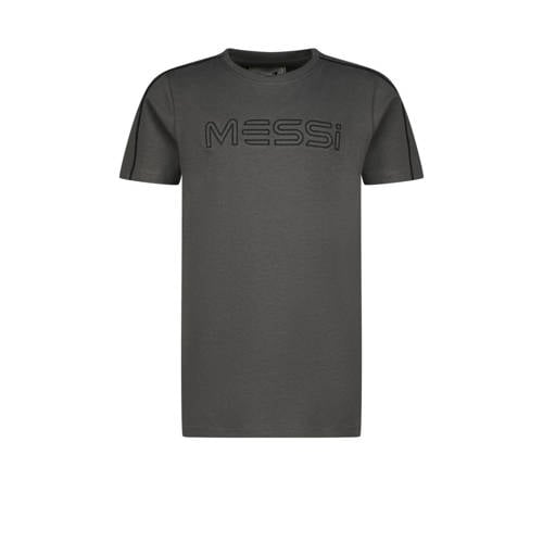 Vingino x Messi T-shirt Jaxe met logo donkergrijs Jongens Stretchkatoen Ronde hals