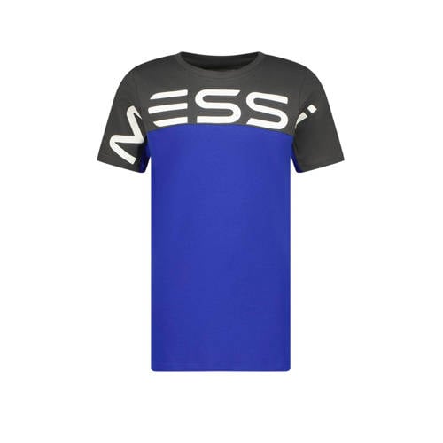 Vingino x Messi T-shirt Jint met logo hardblauw/donkergrijs Jongens Stretchkatoen Ronde hals - 104