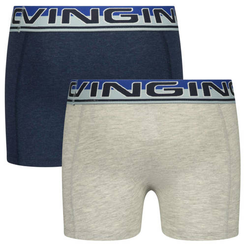 VINGINO boxershort set van 2 donkerblauw grijs melange Jongens Stretchkatoen 110 116