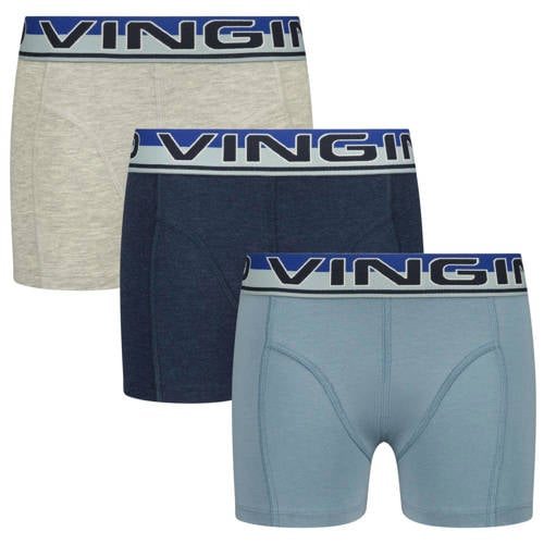 Vingino boxershort - set van 3 donkerblauw/blauw/grijs Jongens Stretchkatoen