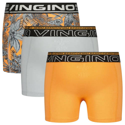 VINGINO boxershort Leaf set van 3 oranje grijs Jongens Stretchkatoen 110 116