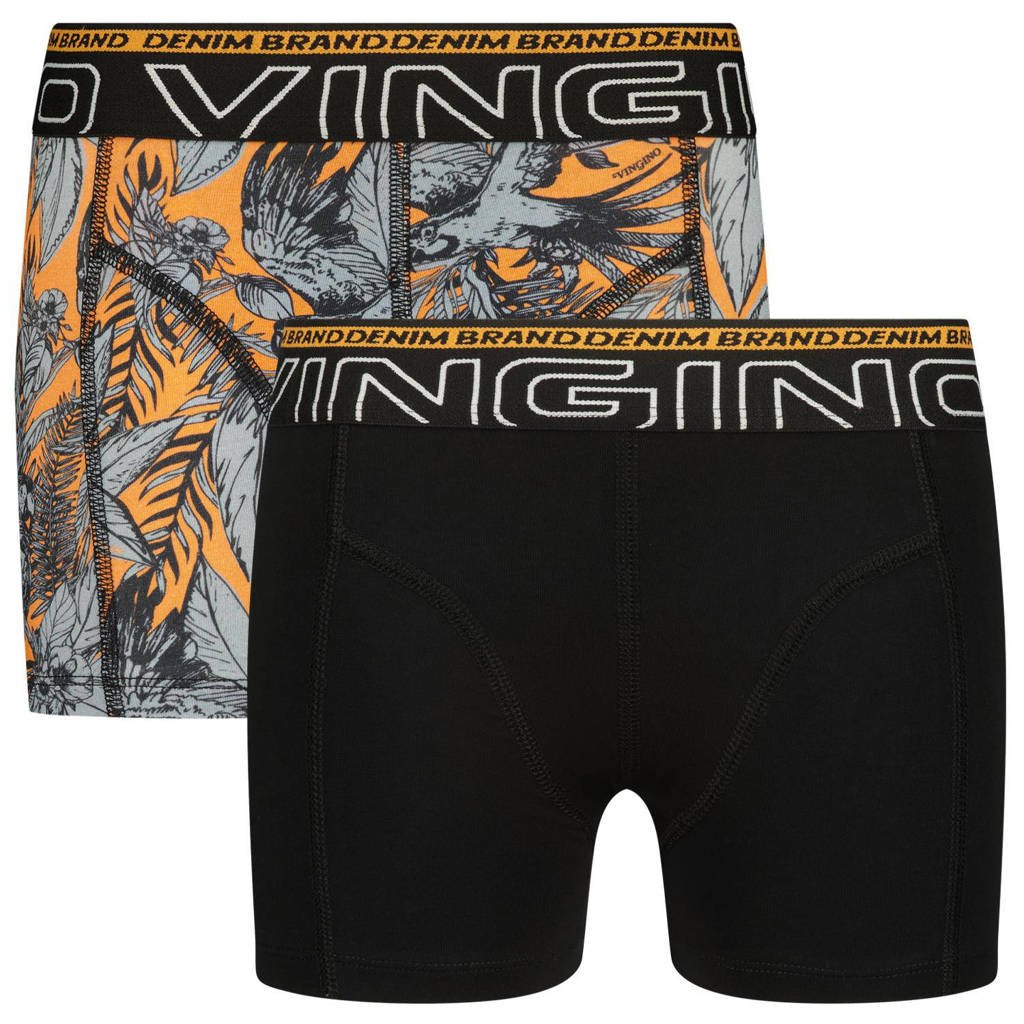 boxershort Black Leaf - set van 2 zwart/oranje