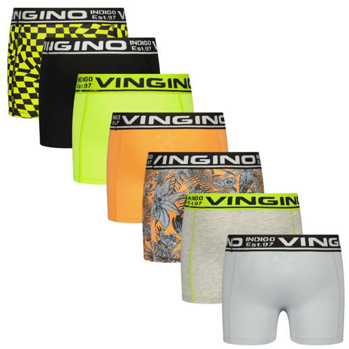 VINGINO boxershort Week set van 7 neon geel multicolor Jongens Stretchkatoen 110 116