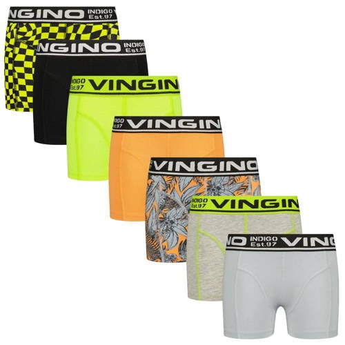 Vingino boxershort Week - set van 7 neon geel/multicolor Jongens Stretchkatoen